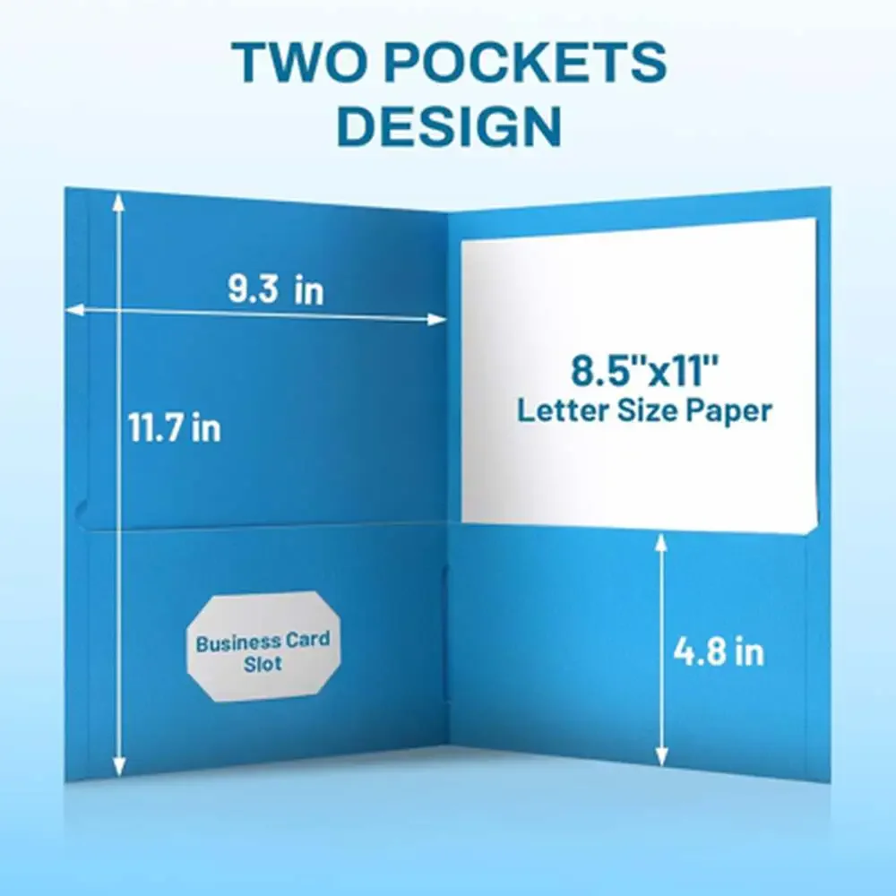 Two Pocket File Folders Pack Assorted Colors Business Card Slot Letter Size